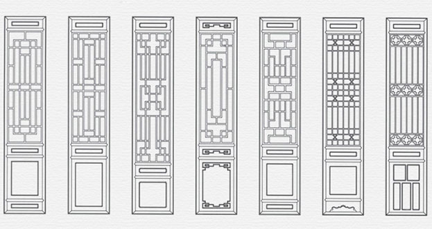 平泉常用中式仿古花窗图案隔断设计图